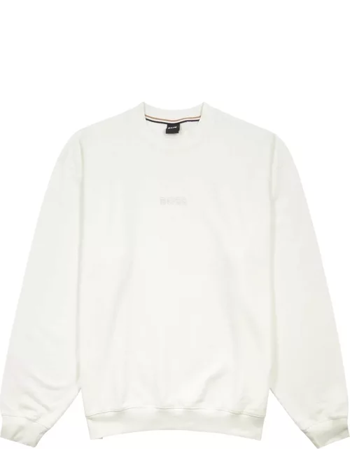Boss Logo-embroidered Cotton Sweatshirt - White