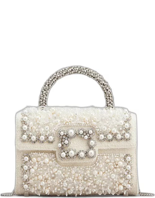 Pearly Jewel Embellished Top-Handle Bag