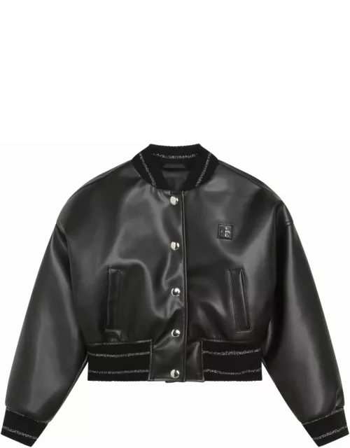 Givenchy Black Faux Leather Bomber Jacket