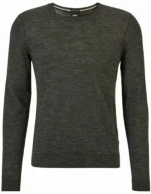 Slim-fit sweater in virgin wool with crew neckline- Black Men's Sweater