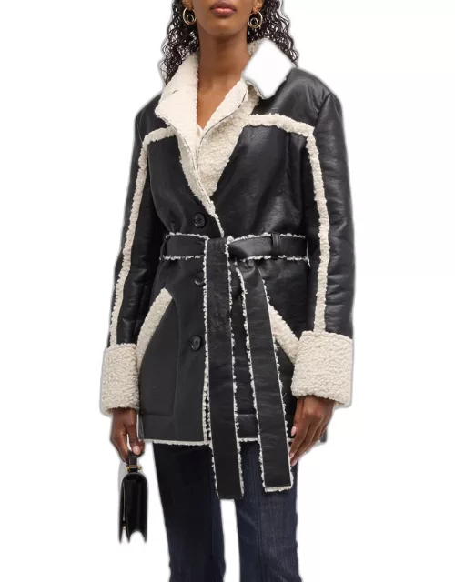 Mona Belted Faux-Shearling Coat