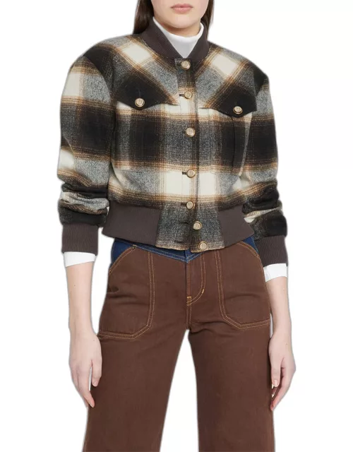 Stanley Plaid Cropped Bomber Jacket
