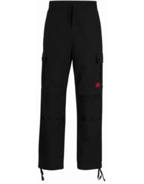 Regular-fit cargo trousers in ripstop cotton- Black Men's Casual Pant