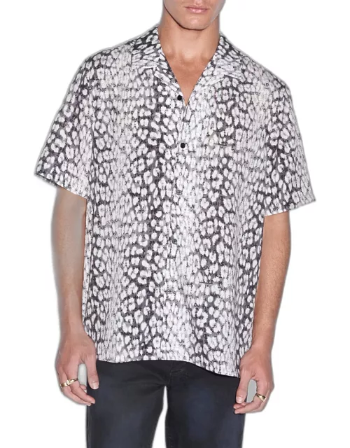 Men's White Noise Leopard Resort Shirt