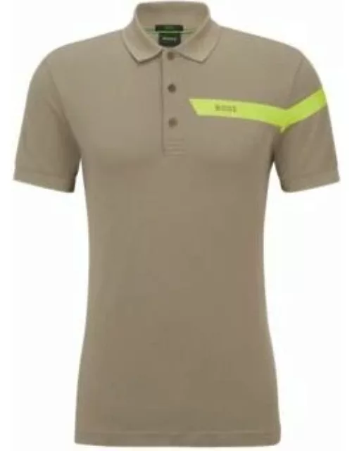 Slim-fit polo shirt with stripe and logo- Light Green Men's Polo Shirt