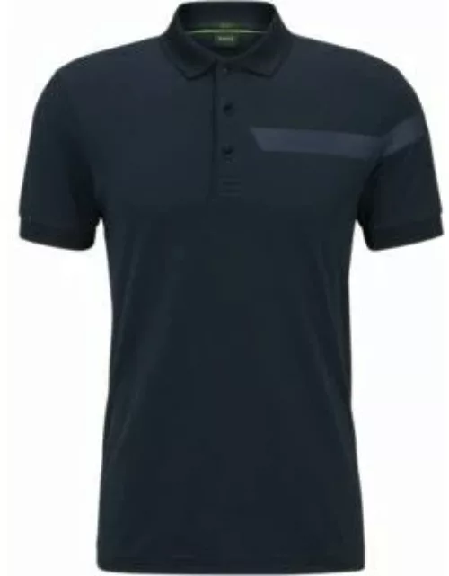 Slim-fit polo shirt with stripe and logo- Dark Blue Men's Polo Shirt