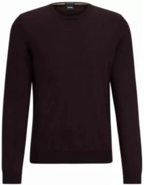 Slim-fit sweater in virgin wool with crew neckline- Dark Red Men's Sweater