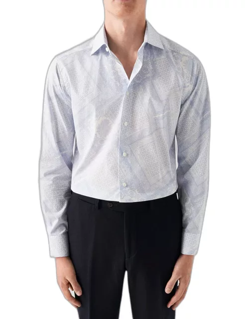 Men's Slim Fit Geometric-Print Dress Shirt