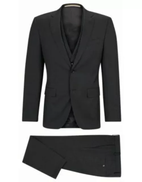 Slim-fit suit in houndstooth virgin wool- Grey Men's Business Suit