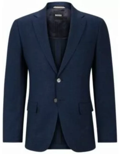 Slim-fit jacket in micro-pattern stretch cloth- Dark Blue Men's Sport Coat