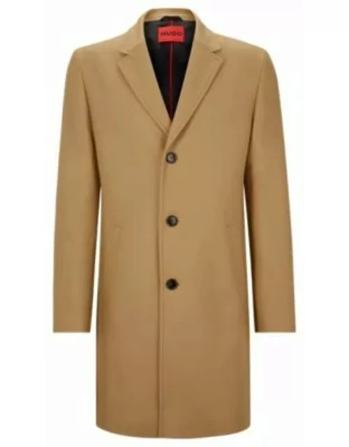 Wool-blend coat with ivory-nut buttons- Beige Men's Casual Coat