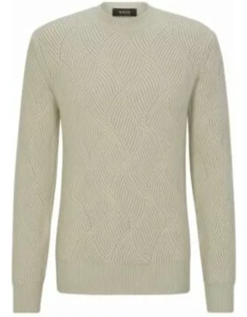 Mixed-structure sweater in virgin wool and cashmere- Light Beige Men's Sweater