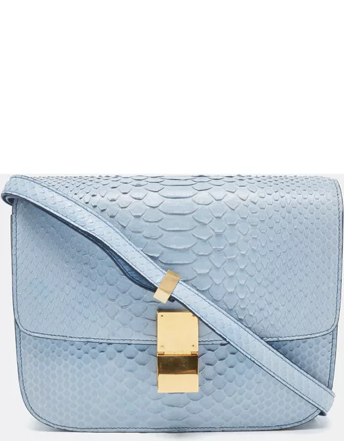 Celine Blue Python Medium Classic Box Bag