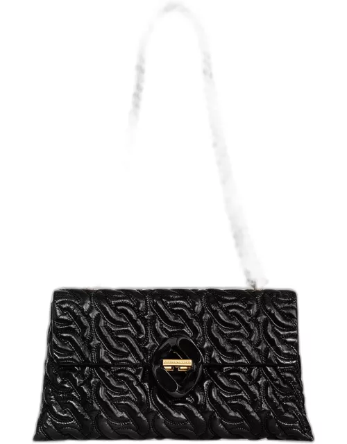 Double Gusset Quilted Chain Crossbody Bag