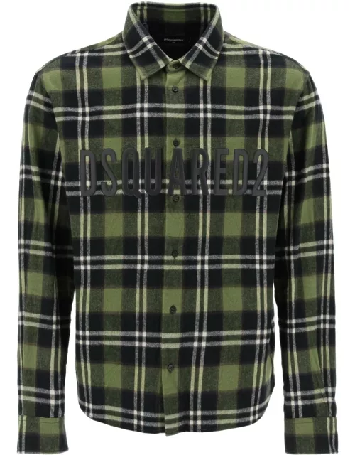 Dsquared2 Check Flannel Shirt With Rubberized Logo