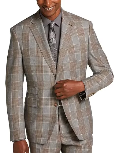 Tayion Big & Tall Men's Classic Fit Suit Separates Jacket Tan Plaid