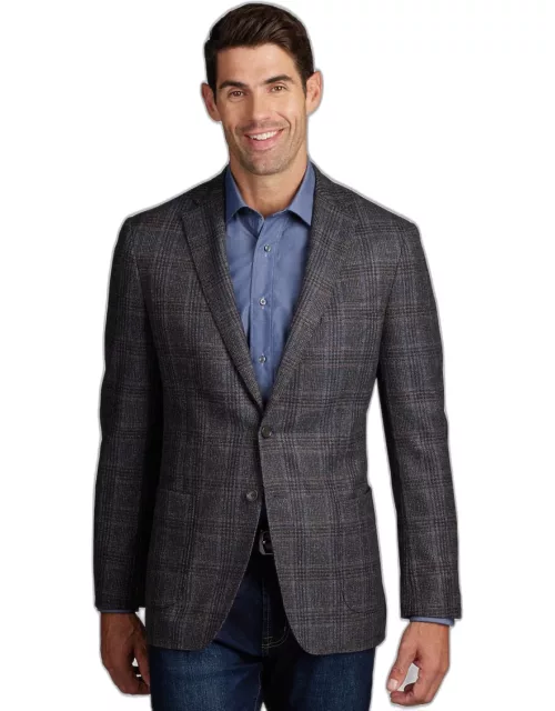 JoS. A. Bank Men's Reserve Collection Tailored Fit Textured Plaid Sportcoat, Olive, 46 Regular
