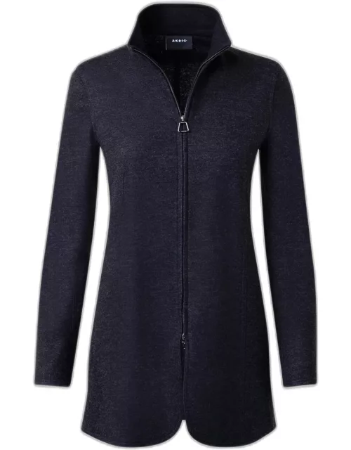 Long Stand Collar Cashmere Jersey Jacket