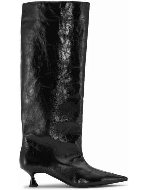 GANNI Soft Slouchy High Shaft Boots in Black Responsible