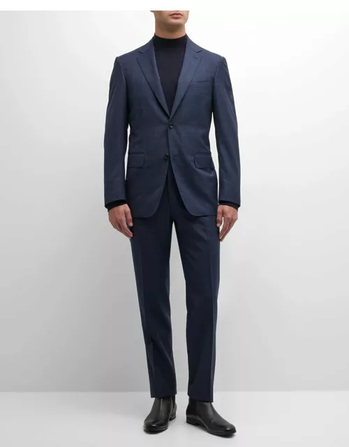 Men's Textured Windowpane Wool Suit