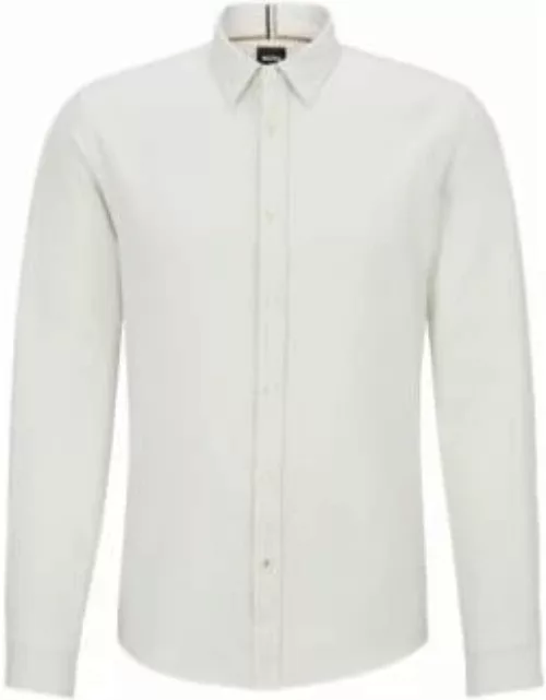 Slim-fit shirt in washed cotton twill- White Men's Casual Shirt