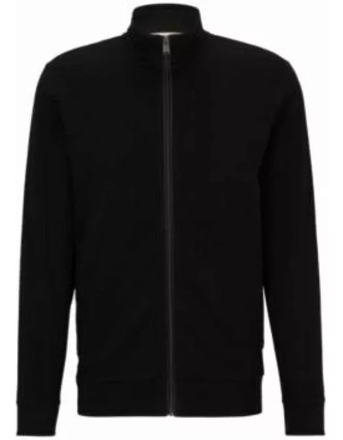 Ottoman-structured zip-up sweatshirt with tonal side panels- Black Men's Tracksuit