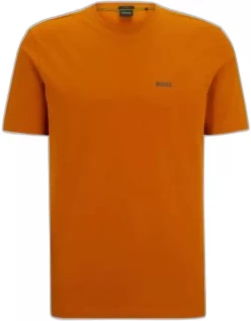 Stretch-cotton T-shirt with contrast logo- Dark Yellow Men's T-Shirt
