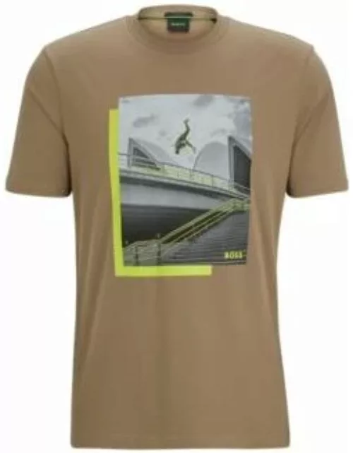 Photo-print T-shirt in stretch-cotton jersey- Light Green Men's T-Shirt