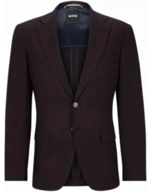 Slim-fit jacket in micro-pattern stretch cloth- Dark Red Men's Sport Coat