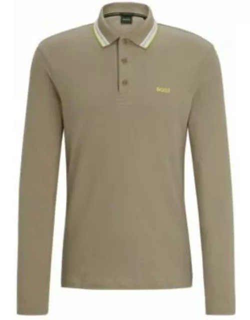 BOSS - Long-sleeved polo shirt in Italian regenerative wool