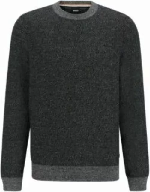 Regular-fit sweater with herringbone structure and ribbed cuffs- Black Men's Sweater