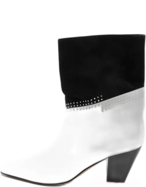 Jimmy Choo Cream/Black Suede and Leather Ankle Boot