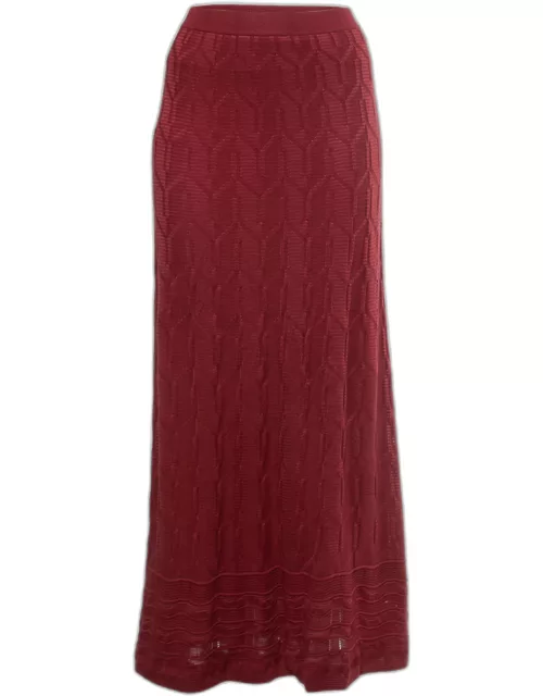 M Missoni Red Patterned Knit Maxi Skirt