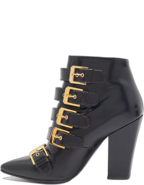 Laurence Dacade Black Leather Buckle Detail Ankle Bootie