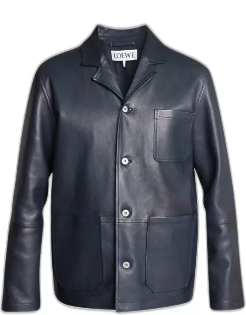 Men's Napa Leather Anagram Workwear Jacket