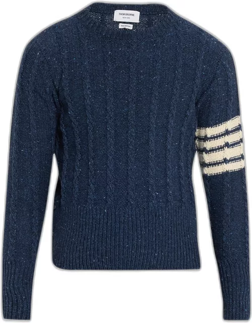 Men's Wool Donegal Cable-Knit Sweater