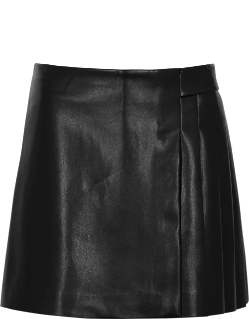 Alice + Olivia Toni Pleated Faux Leather Mini Skirt - Black