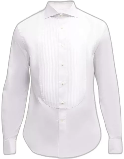 Men's Hollywood Glamour Sea Island Cotton Pleated Bib Dress Shirt