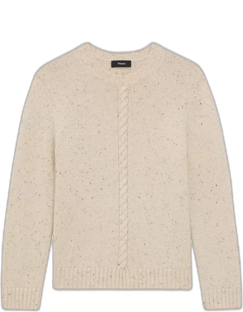 Wool-Cashmere Shrunken Donegal Cable-Knit Sweater