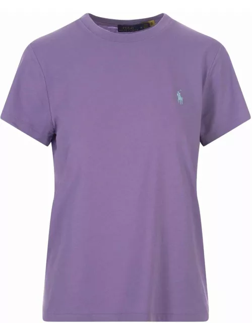 Ralph Lauren Purple T-shirt With Contrasting Pony