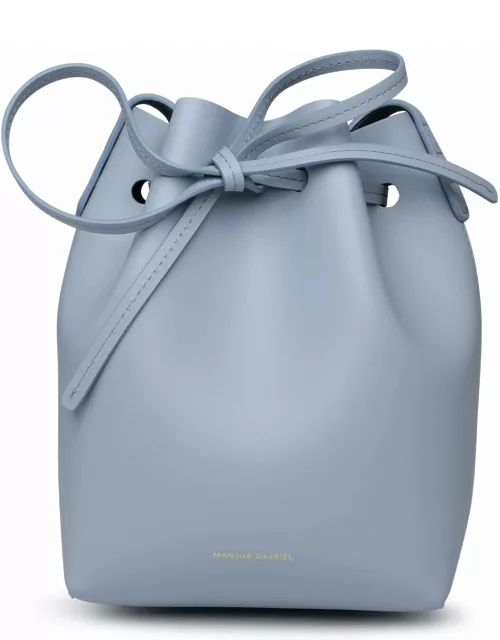 Mansur Gavriel Small Bucket Bag In Light Blue Leather