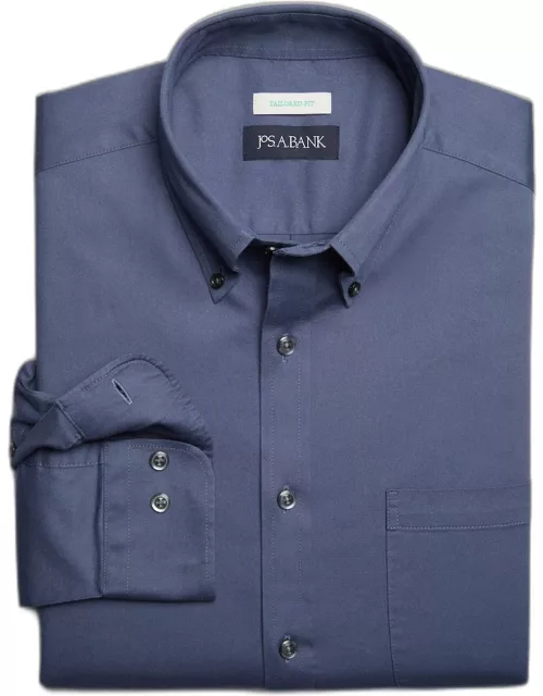 JoS. A. Bank Men's Comfort Stretch Tailored Fit twill Casual Shirt, Medium Blue, Mediu