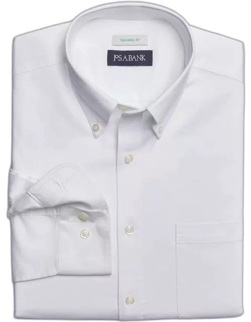 JoS. A. Bank Men's Comfort Stretch Tailored Fit Twill Casual Shirt, White, Smal