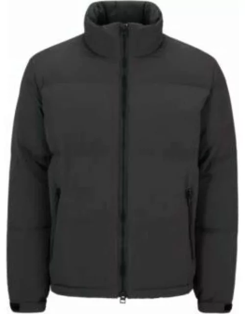 Regular-fit water-repellent puffer jacket with stacked logo- Dark Grey Men's Down Jacket