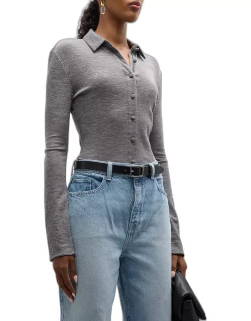 Harlow Slim Wool Button-Front Shirt