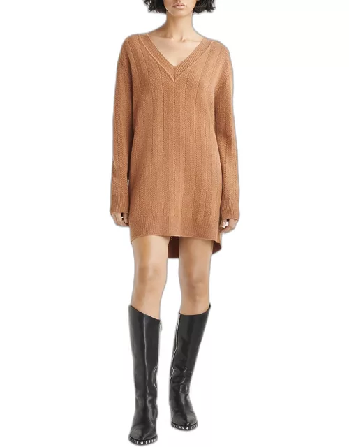 Durham V-Neck Cashmere Mini Sweater Dres