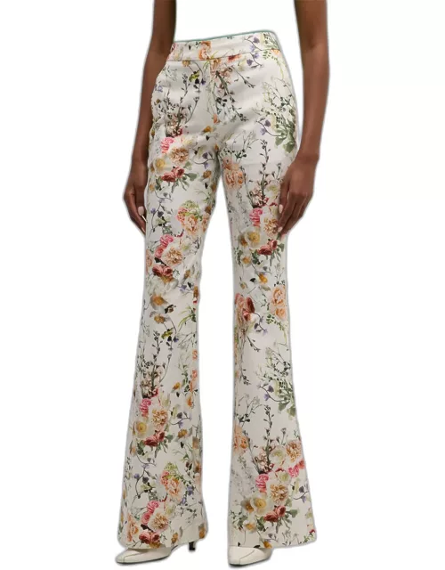 Kennedy Floral-Print Twill Flared Pant