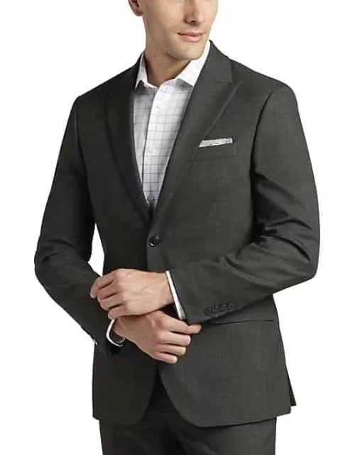 JOE Joseph Abboud Big & Tall Slim Fit Peak Lapel Men's Suit Separates Jacket Olive Sharkskin