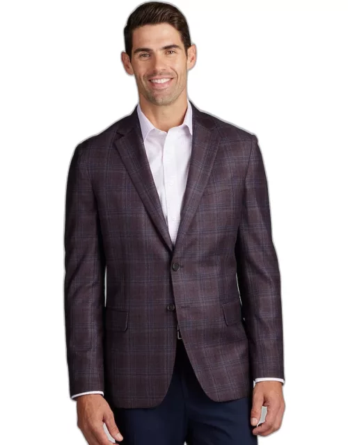 JoS. A. Bank Big & Tall Men's Reserve Collection Tailored Fit Plaid Sportcoat , Wine, 48 Regular
