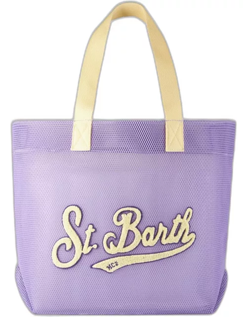MC2 Saint Barth Mesh Purple Shopper Bag With Terry Patch Melissa Satta Special Edition